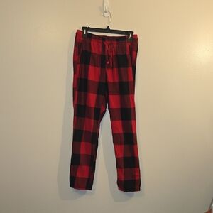 Old Navy Men's Red and Black Plaid Pajama Pants LOT O